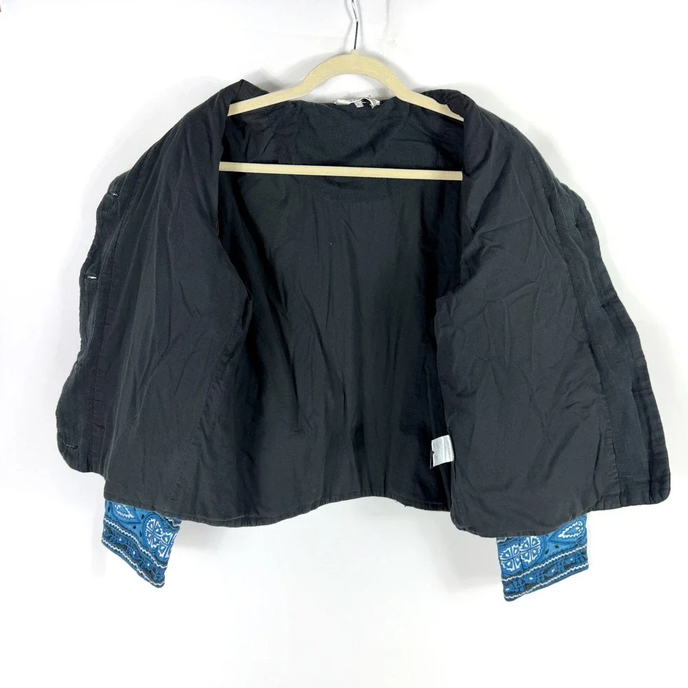Sea New York Gael Quilted Jacket Black Blue Embroidered Paisley Boho Sz L